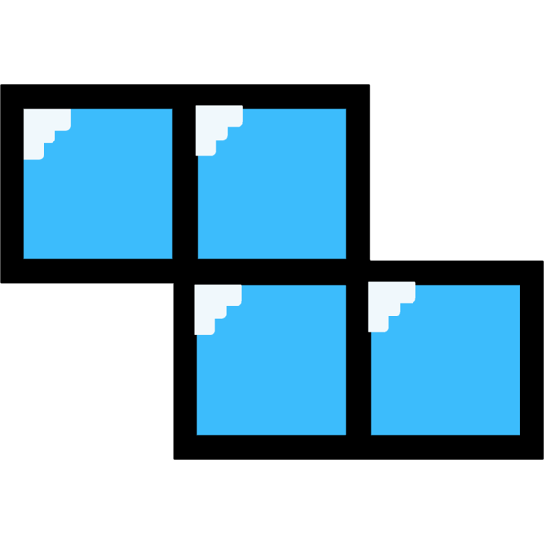 A Level 0 colored cyan Z-shaped Tetris block with pixelated light points and a black outline.